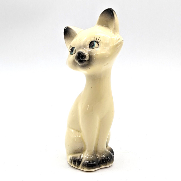 Small Mid Century Siamese Cat Figurine Anthropomorphic Hand Painted - Picture 4 of 12